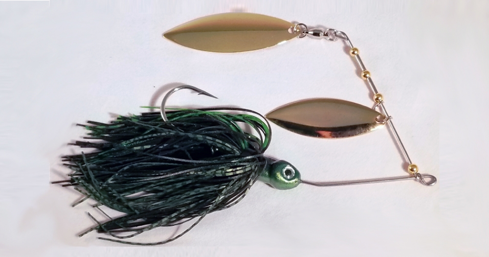 1/2oz, Black Emerald, Tandem, Willow/Willow, Gold/gold- Spinner Bait