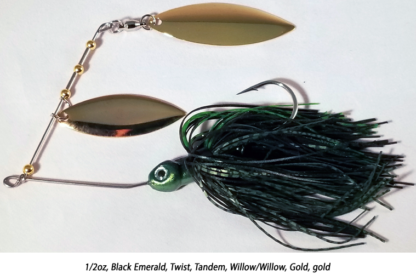 1/2oz, Black Emerald, Twist Tandem, Willow/Willow, Gold/gold