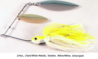 3/4oz., Chart/White, Tandem, Willow/Willow, Sliver/gold